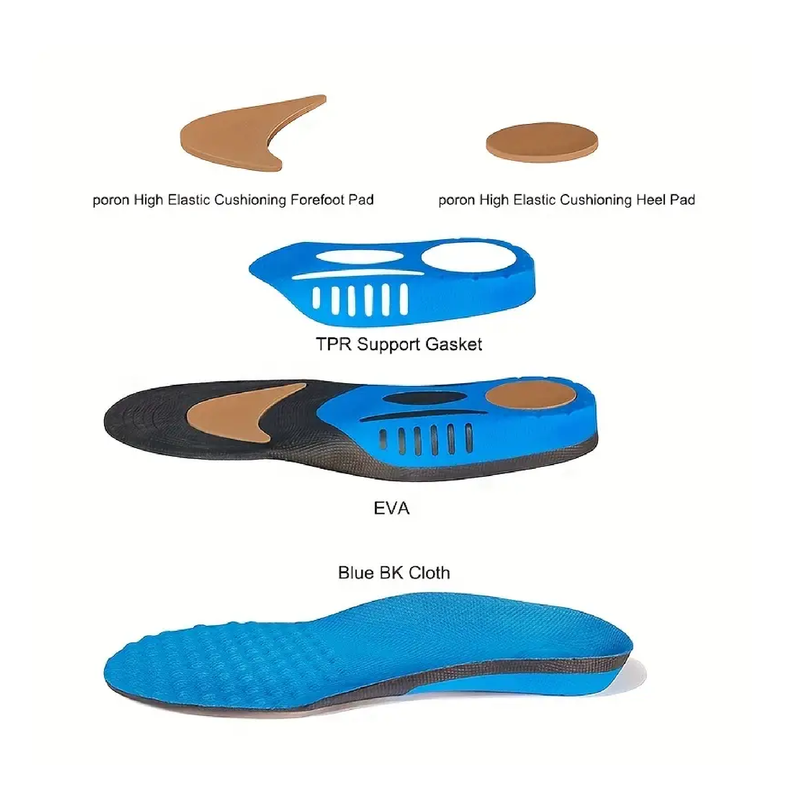 1 pair Breathable Orthopedic Insoles with Arch Support and Shock-Absorbing Heel for Flat Feet, Pronation, and Plantar Fasciitis Relief