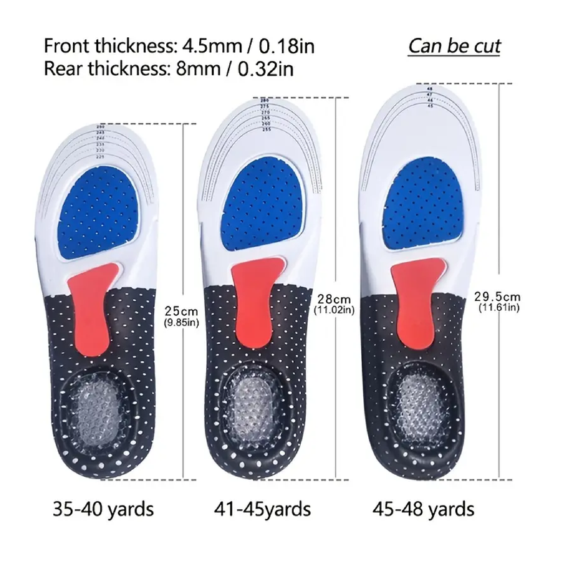 1pair Comfortable Silicone Insoles With Shock-absorbing Technology For Pain-free Feet