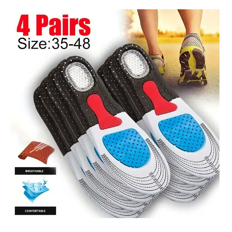 1pair Comfortable Silicone Insoles With Shock-absorbing Technology For Pain-free Feet