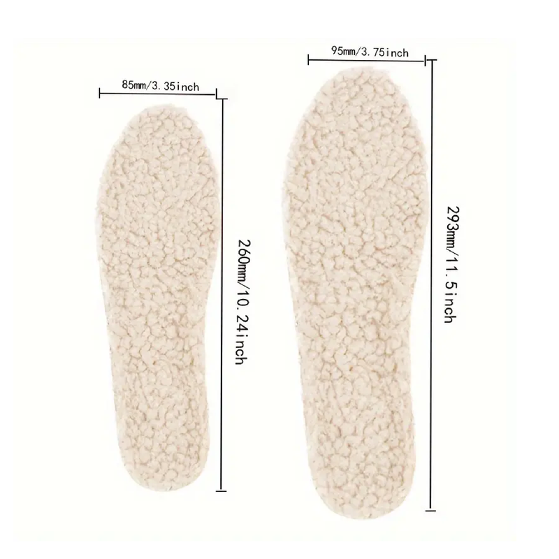 1pair Lamb Wool Warm Insoles, Massage Shock Absorption Insoles, Lamb Velvet Winter Sports Insoles, Can Be Cut