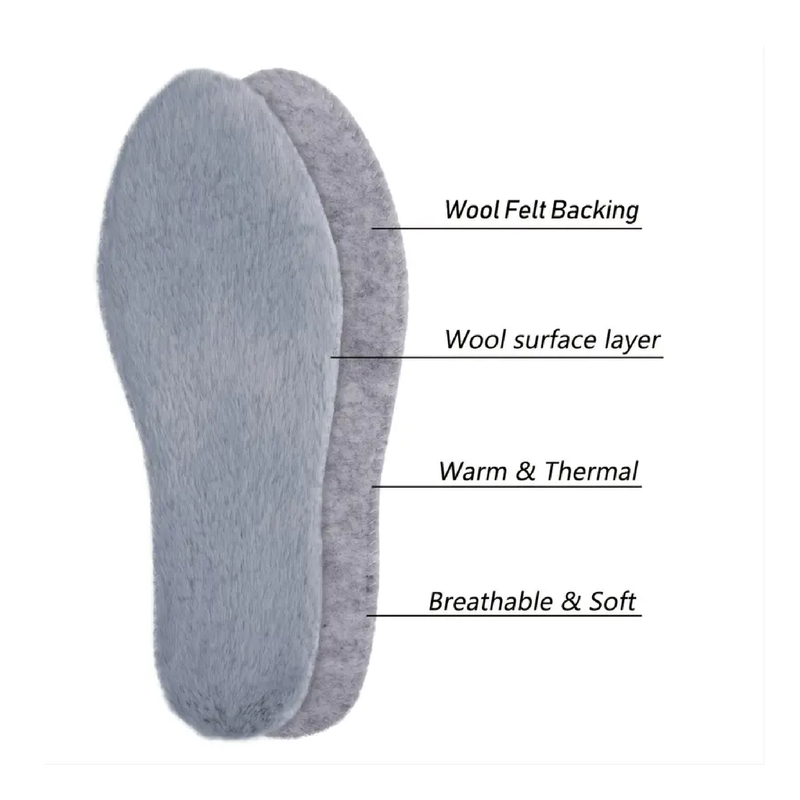 1pair Warm Shoe Insoles -Rabbit Hair Boot Shoe Insert Insoles Men (Grey)