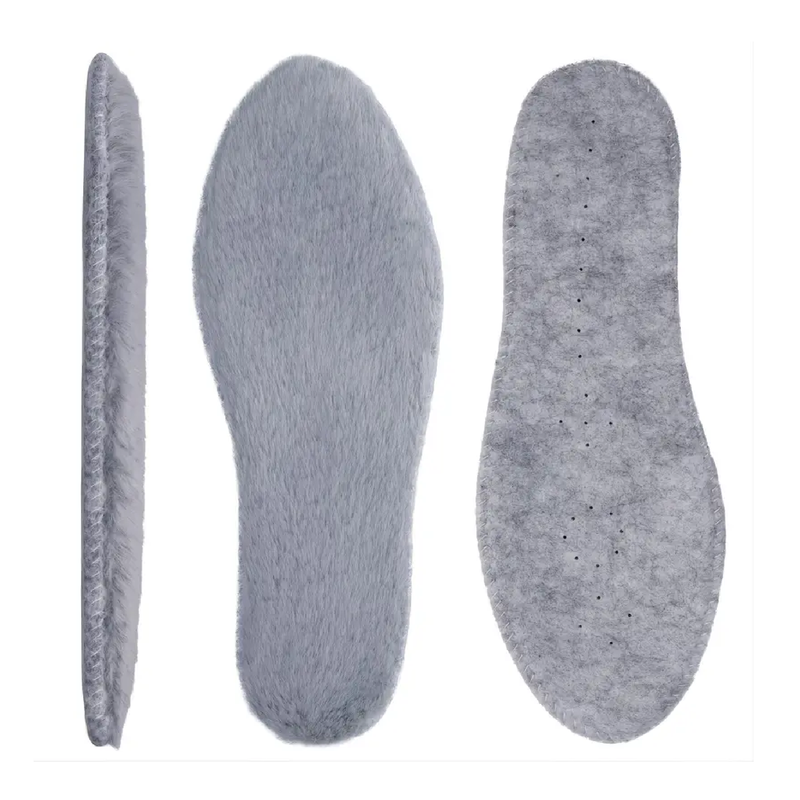 1pair Warm Shoe Insoles -Rabbit Hair Boot Shoe Insert Insoles Men (Grey)