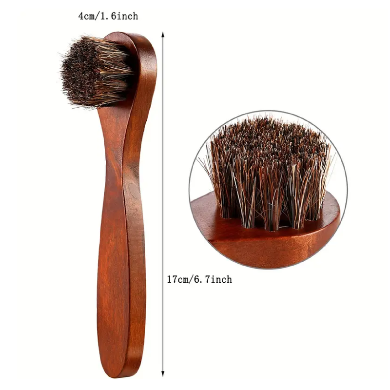 1pc/2pcs Horsehair Shoes Polish Brushes Kit Leather Shoes Boots Care Clean Polish Applicators