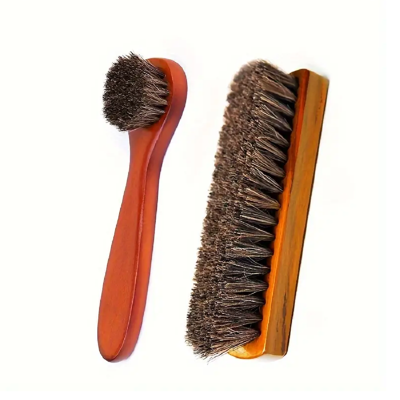 1pc/2pcs Horsehair Shoes Polish Brushes Kit Leather Shoes Boots Care Clean Polish Applicators