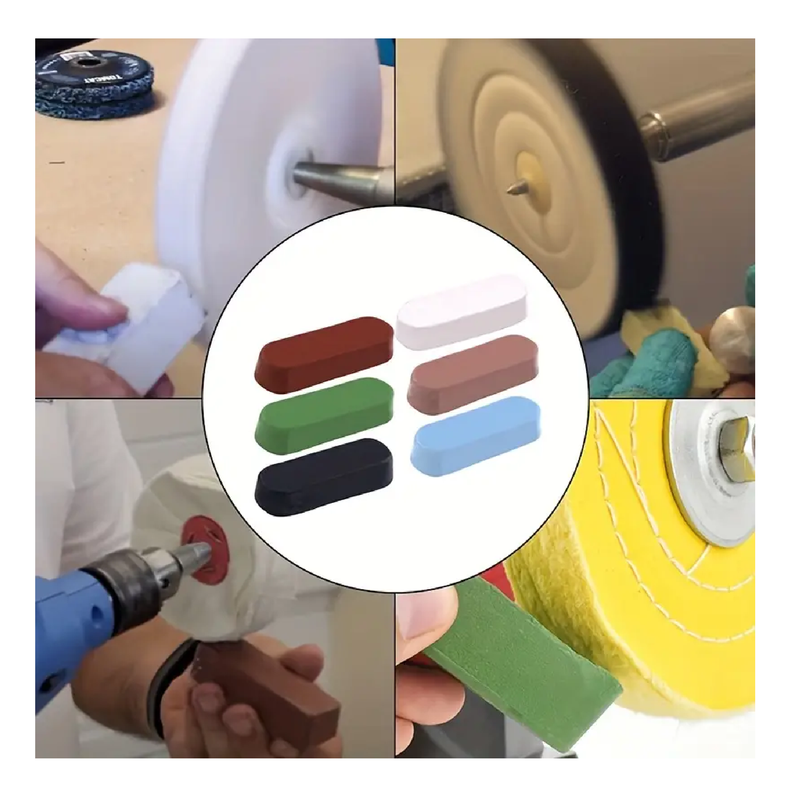 1pc/3pcs/6pcs 30g Polishing Wax Polishing Buffing Compound Kit, Including White Diamond, Red Rouge, Black Emery, Brown Tripoli, All Purpose Blue With General Green Compounds