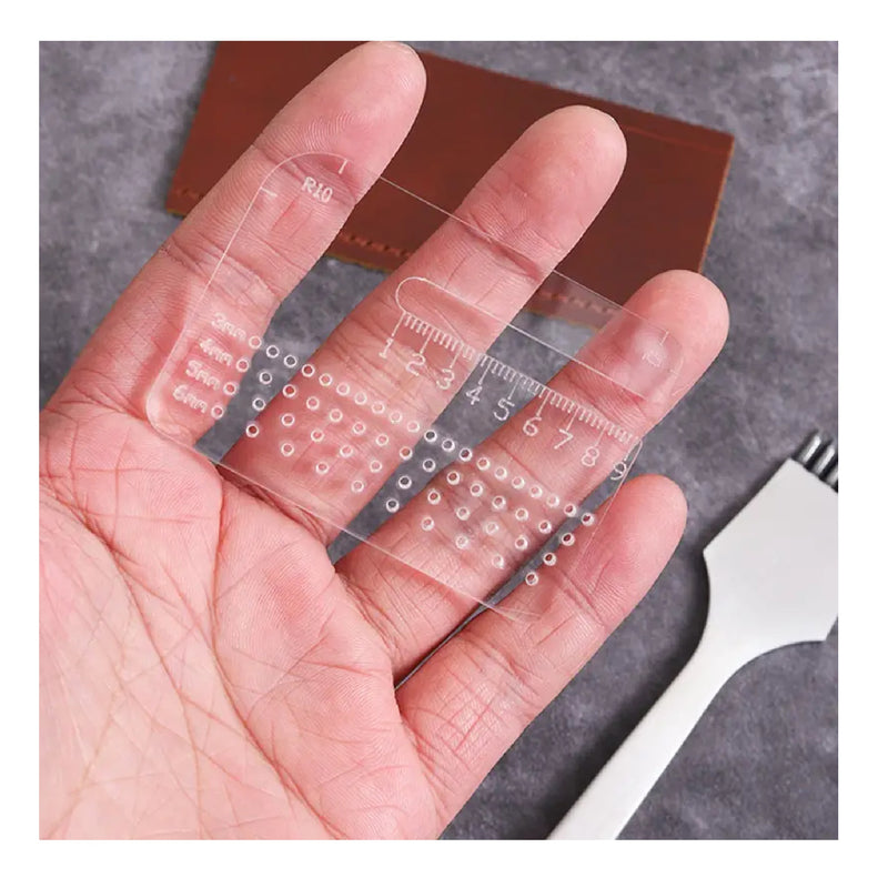 1pc 4mm Multi-functional Thickened Transparent Puller Acrylic Rounded Cutting Distance Ruler Hitting Auxiliary Manual Leather Tool