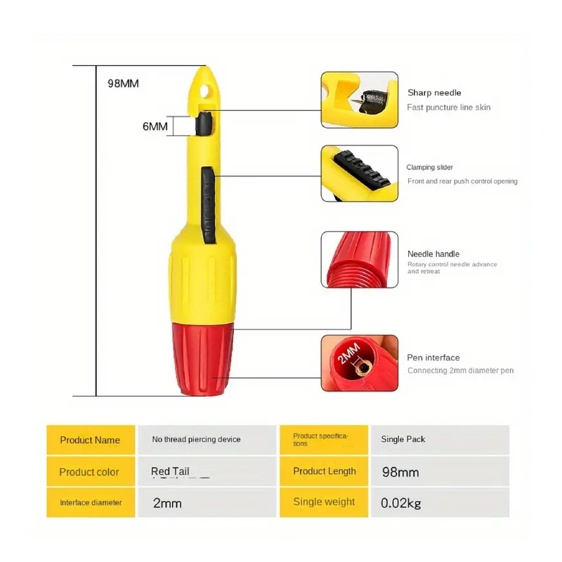 1pc Automotive Line Detector, Wire Thorn, No Need To Break Leather Wire Probe, Check Auto Repair Circuit, Multimeter Pin Repair Tool