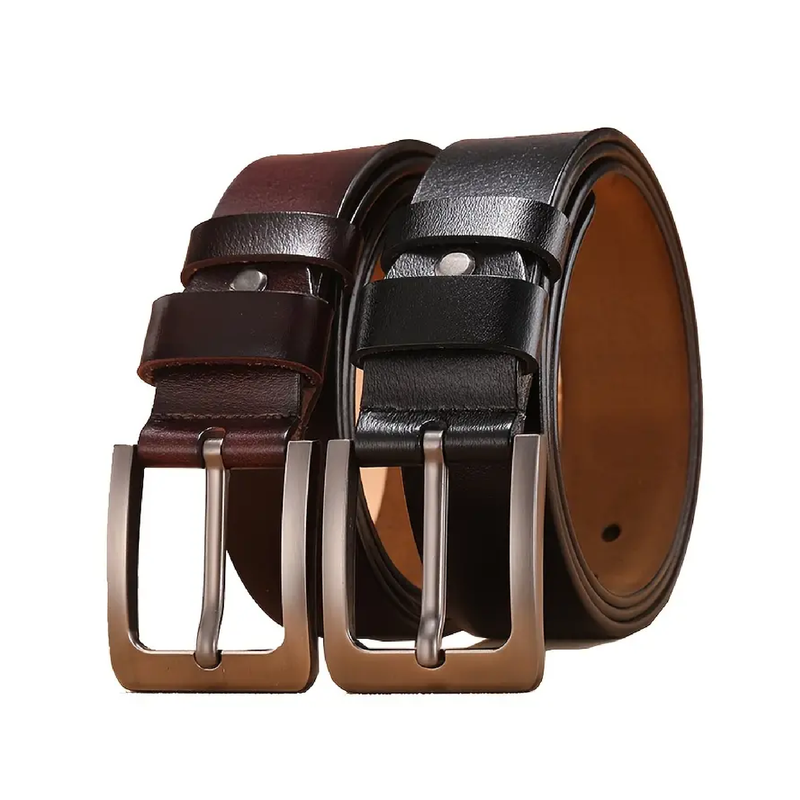 1pc Cowhide Genuine Leather Strap, Fashion Pin Buckle Leather Belts For Men