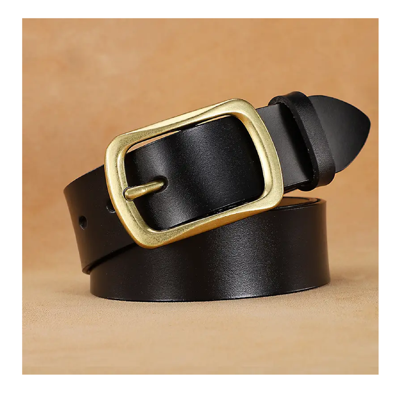 1pc Genuine Leather Pin Buckle Belt, Simple Buckle Belts For Men, Fashion Belt