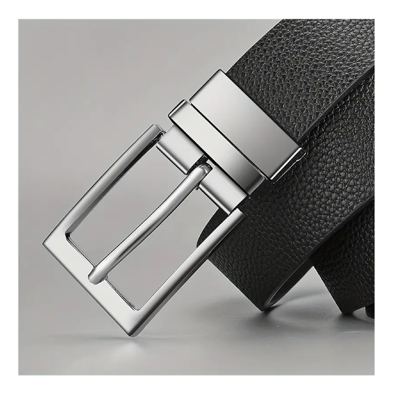 1pc Men's PU Leather Belt, Business Belt, Rotatable Buckle Double Sided Belt, Suitable For Casual Pants