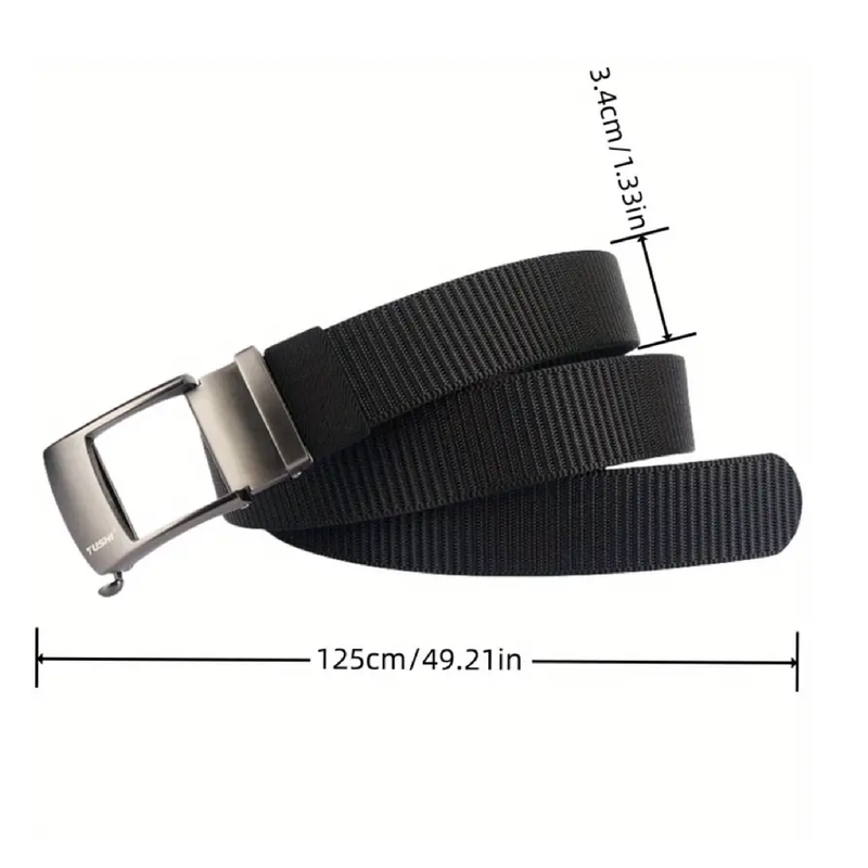 1pc New Tactical Belt, Men's Automatic Buckle Braided Nylon Belt, Outdoor Casual Versatile Thickened Faux Leather Belt, Cargo Commuter Pants Belt