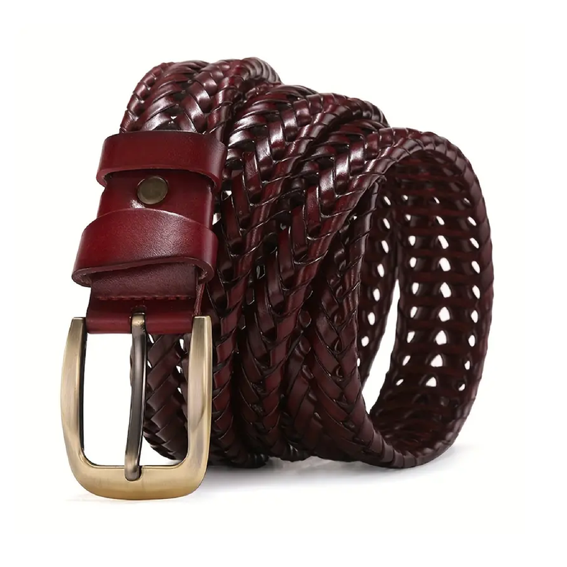 1pc Symmetrical Buckle Braided Belt, Fashion Classic Casual Business Belt For Men , Ideal choice for Gifts