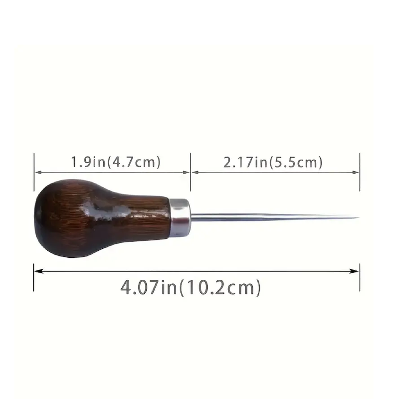 1pc Wooden Handle Gourd Awl Scratch Awl Suitable For Leather Punching Or DIY Handmade