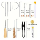 1set Leather Sewing Kit, Leather Work Tools And Supplies, Leather Work Kit With Big Eye Stitching Needles, Waxed Thread, Leather Interior Repair Kit, Leather Sewing Tools For DIY Leather Craft