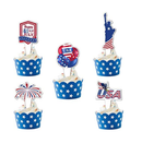 20 Pcs Independence Day Cupcake Toppers 4th of July National Day Decorations Supplies Patriotic Party Decor
