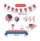 242Pcs 4th of July Party Supplies Includes Tablecloth Plates Napkins Cups Flatware and Small American Flag