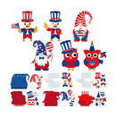 24 Sets 4th of July Patriotic Owl Craft for Kids Patriotic Owl Ornaments Party Decoration DIY Craft Kit Assorted Owl Cutouts Red White Blue Independence
