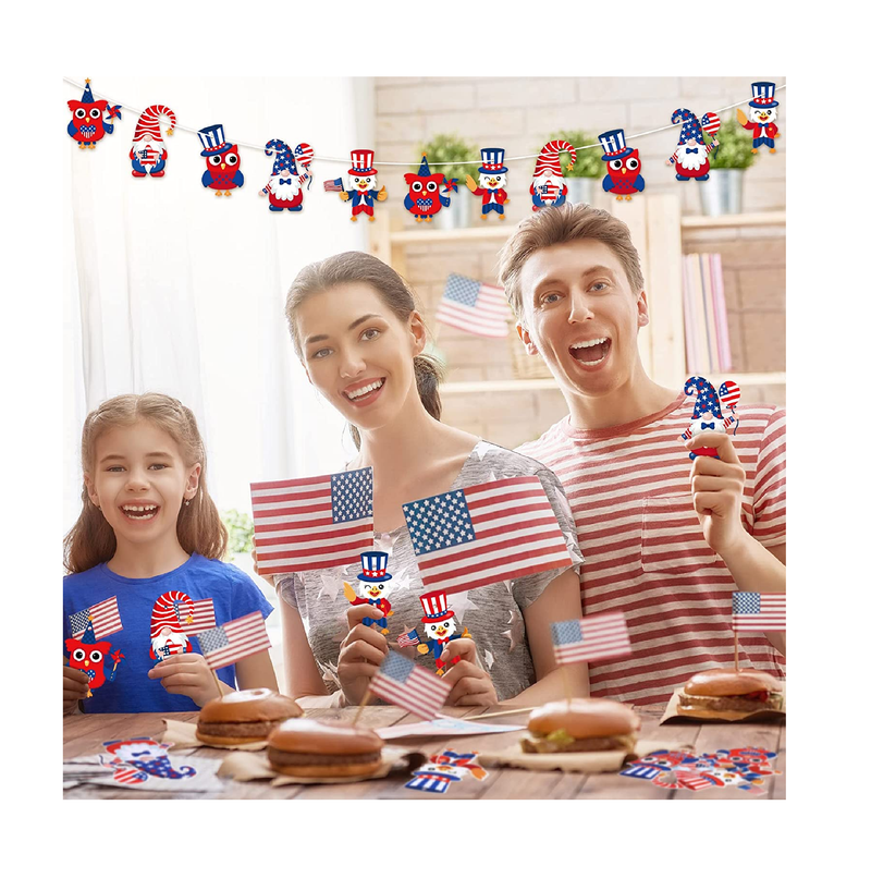 24 Sets 4th of July Patriotic Owl Craft for Kids Patriotic Owl Ornaments Party Decoration DIY Craft Kit Assorted Owl Cutouts Red White Blue Independence