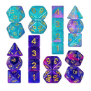 2 Set 11 Dice Polyhedral Dice Set Multisided Dice Set Smooth Touch with Drawstring Bag Compatible with DND RPG MTG Table Game Dice 22 Pieces Purple Blue Purple Green