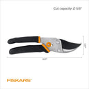 Fiskars Bypass Pruning Shears 5/8 inch Garden Clippers - Plant Cutting Scissors with Sharp Precision-Ground Steel Blade