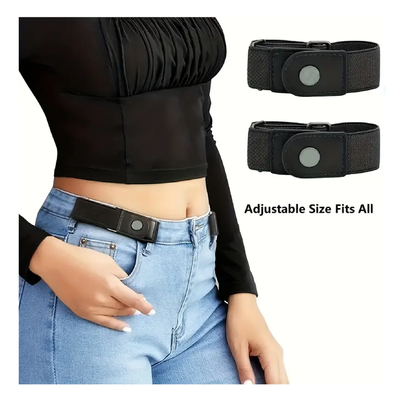 2pcs/set No Buckle Elastic Belt For Women Men Unisex Stretch Belt For Pants Jeans Casual Buckle Free Adjustable Invisible Belt