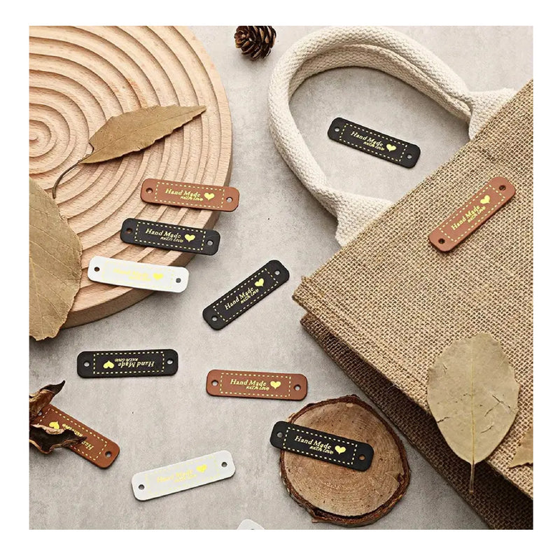  Personalized Small Labels With Flat or Ball Rivet, Knitting  Beanie Tags, Leather Tags, Crochet tags, Leather Label for Knitted Hanmade  items, : Handmade Products