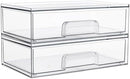 Vtopmart Clear Stackable Storage Drawers, 2 Pack Wide Plastic Organizers