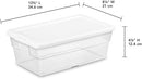 Sterilite 6 Quart Storage Box, Clear Plastic with White Snap Lid, 12 Pack