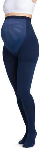 JOBST Maternity Opaque Compression Waist High Pantyhose Stockings, Closed Toe, 20-30 mmHg Moderate Support for Swollen Legs During Pregnancy | Medium | Navy — 2