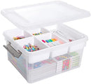 Citylife 17QT Clear Craft Organizers and Storage Box with Removable Tray