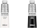 Winsor & Newton Winton Oil Colour Bundle, 2 x 200ml (6.75-oz) Tubes, Titanium White & Ivory Black | 1 count (pack of 1) — 2