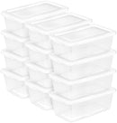 Sterilite 6 Quart Storage Box, Clear Plastic with White Snap Lid, 12 Pack