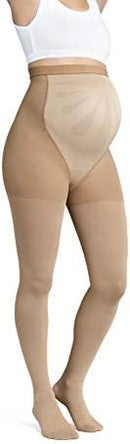 JOBST Maternity Opaque Compression Waist High Pantyhose Stockings, Closed Toe, 20-30 mmHg Moderate Support for Swollen Legs During Pregnancy | Medium | Black — 7