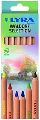 Lyra Waldorf Selection Giant Triangular Colored Pencil, Unlacquered, 6.25 Millimeter Cores, Assorted Colors, 12-Pack (3711121) | Set of 12 — 5