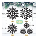 36pcs Black Christmas Snowflake Ornaments, Plastic Glitter Hanging Snow Flakes for Christmas Tree Decorations Winter Wonderland Frozen Birthday Party Holiday Home Decor Craft Snowflakes