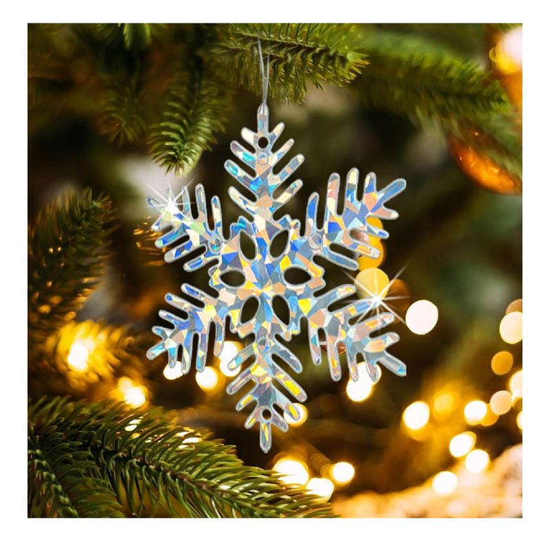 36 Pack Christmas Ornaments Snowflakes Decorations - Iridescent Plastic Snowflakes Hanging Decorations for Winter Holiday Christmas Birthday Party Decorations Supplies