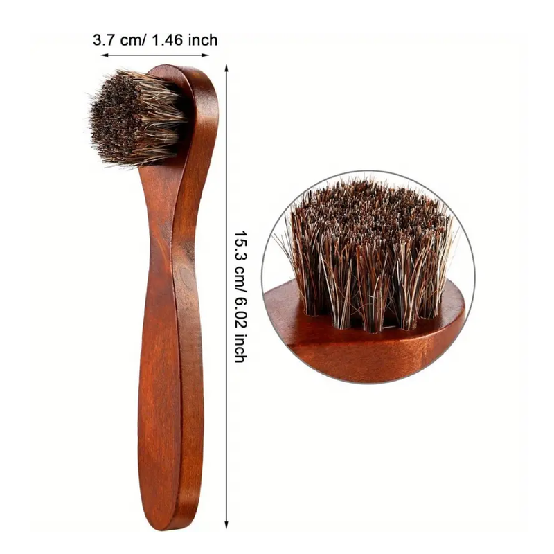 3PCS Horsehair Shoes Polish Brushes Kit - Leather Shoes Boots Care Clean Polish Daubers Applicators