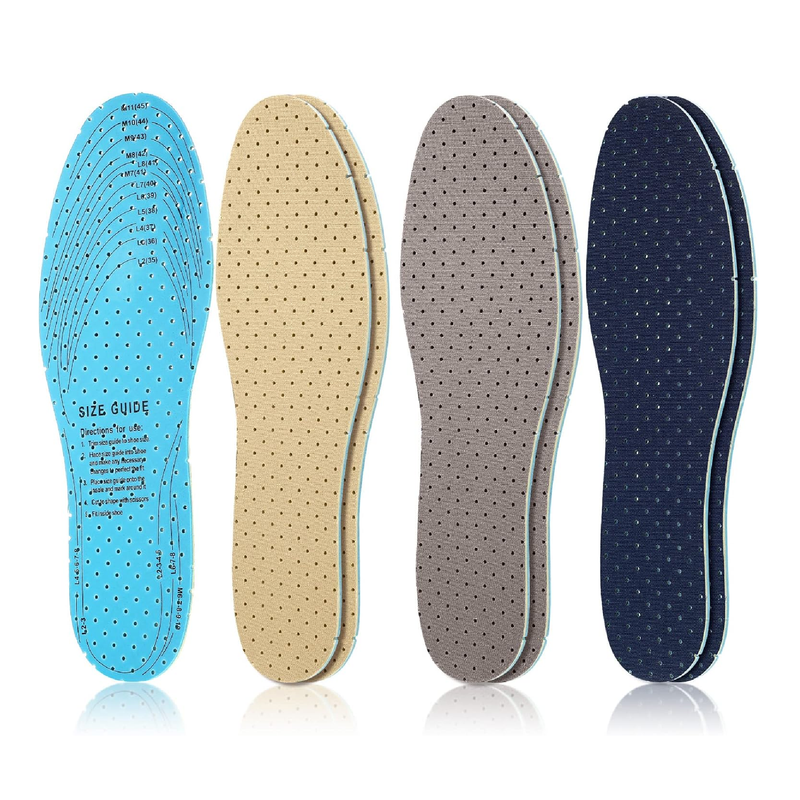 3 Pairs Breathable Shoe Insoles Inserts Ultra Soft Cushioning Walking Comfort Insoles Double Layer Latex Foam Perforated Insoles Replacement Insoles for Men 7-11 Woman 2-8