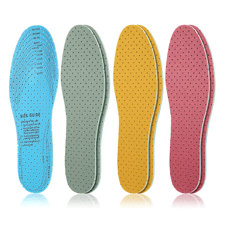 3 Pairs Breathable Shoe Insoles Inserts Ultra-Soft Cushioning Walking Comfort Insoles Double-Layer Latex Foam Perforated Insoles Replacement Insoles for Men 7-11 Woman 2-8 (Retro Colors)