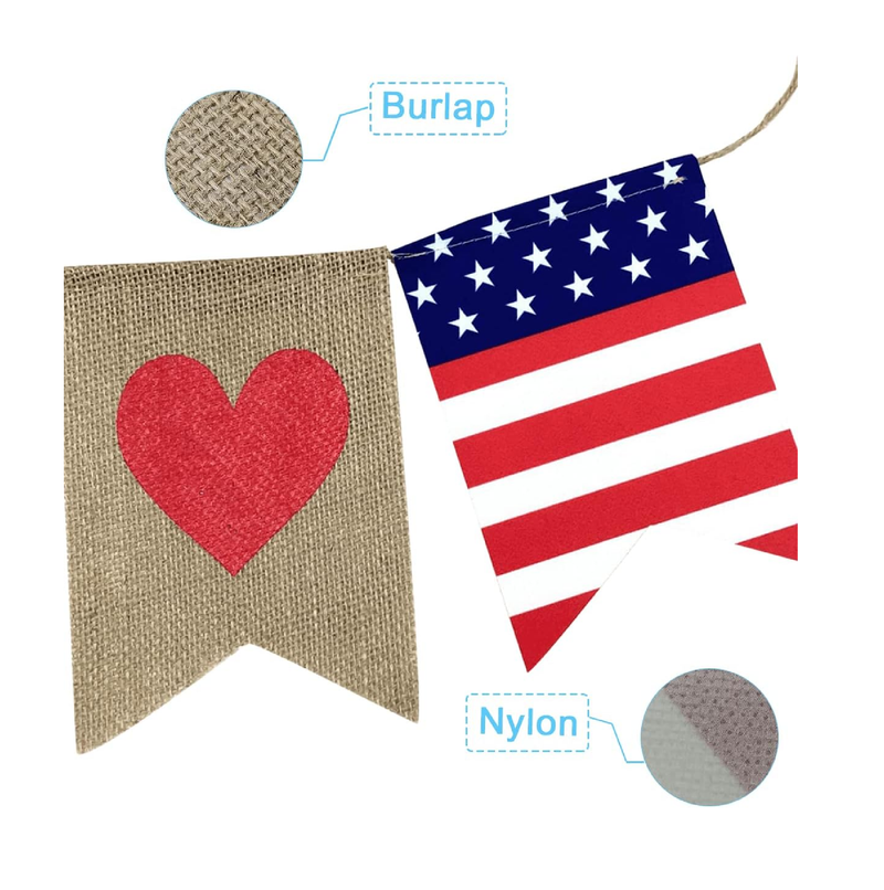 3Pcs Star and Stripes Burlap Banner Independence Day 4th of July Patriotic Decorations