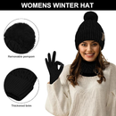 3Pcs Winter Beanie Hat Scarf Gloves Set for Women