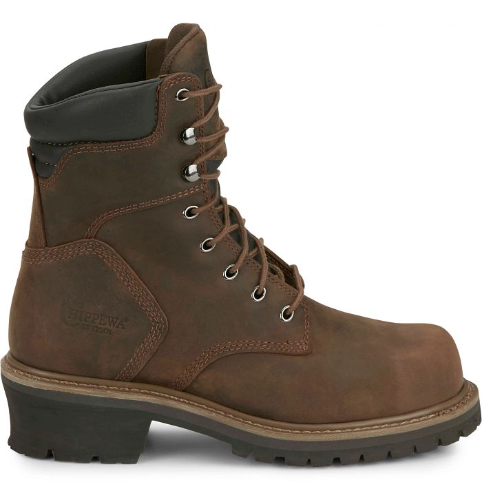 Chippewa Boots Mens Hador 8" Steel Toe Logger | Style 55026 Color Tough Bark (Brown)