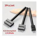 3pcs/set Round Stitching Punch Tools Black Leather Hole Punches 4/5/6/mm Spacing 3Pcs Leather Punching Tool Hole Cutter 2/4/6/Holes