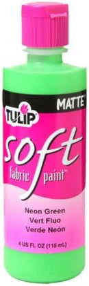 Tulip Soft Fabric Paint, Washable, Stays Soft and Flexible, Permanent Paint, for Light and Dark Fabrics, 4 fl oz, Neon Green | Neon Tropical Green | 4 Fl Oz (Pack of 1) — 2