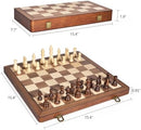 ELONGDI 15" Wooden Chess Set with Magnetic Pieces - Extra Queens - Folding…