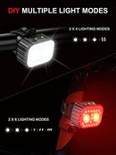 Cuvccn Bike Lights Super Bright, Rechargeable Bicycle Lights Set Multiple Modes, Waterproof Bike Lights for Night Riding/Cycling Safety, Front and Back Bike Reflectors Light, Long Battery Life | 2 Led*1 — 4