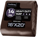 Patiobay Large Tarp 16x20 FT Heavy Duty Waterproof 14 Mil Brown