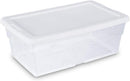 Sterilite 6 Qt Storage Box, Stackable Bin with Lid, Plastic Container to Organize Shoes and Crafts on Closet Shelves, Clear with White Lid, 1-Pack — 1