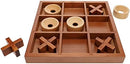 Wooden Tic Tac Toe Game – 9 Inch Solid Wood Board with X and O Pieces,…