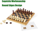 VAMSLOVE Wooden Chess Checkers Tic-Tac-Toe Game Set 11.5" x 11.5" Double-Sided…